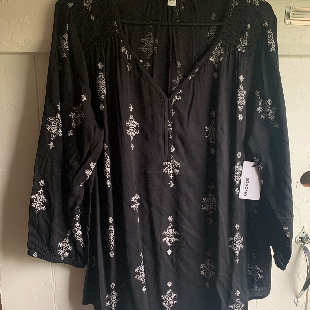 Brand New Black W/ Boho Pattern Sonoma Top 🖤 - Picture 2 of 6